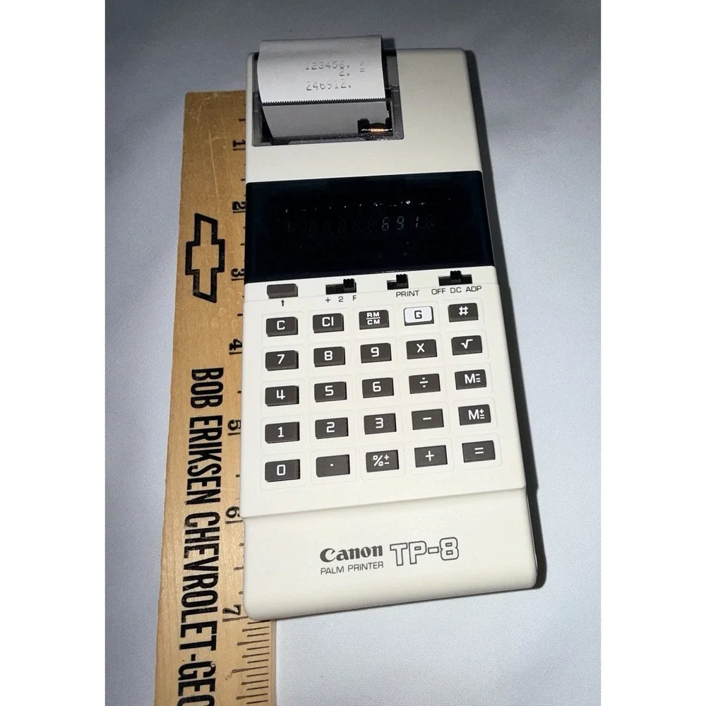 Vintage Canon TP-8 Pocket Printer Calculator Adding Machine Original Box, Works!